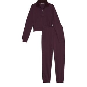 Victoria Secret Thermal Cozy Lounge Fleece Jogger Set(Burgundy Set)